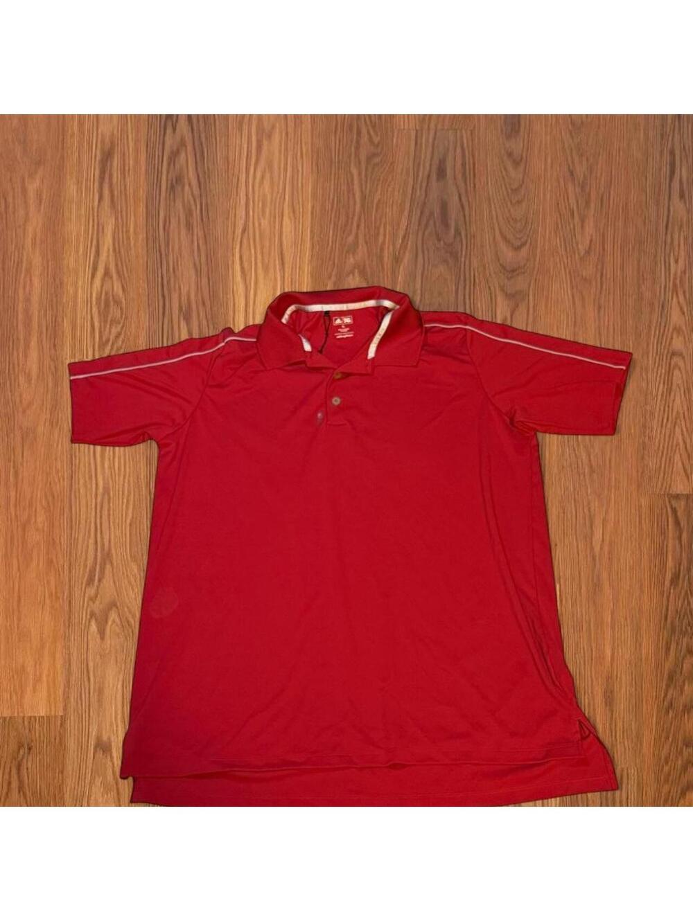 Adidas Golf Polo Shirt Men's XL Red White Trim Athletic Preppy Golf Top